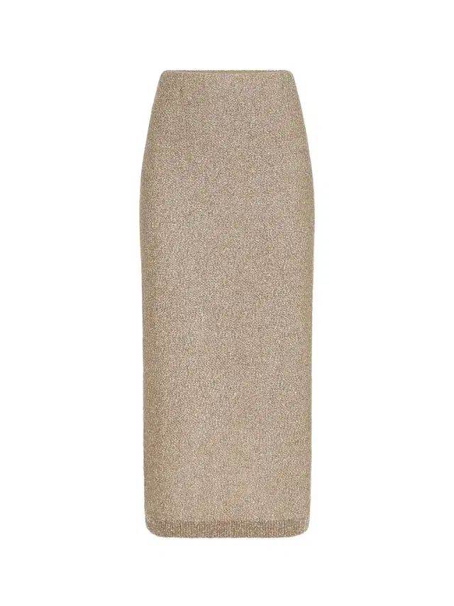 Women's Mohair and Wool Dazzling Texture Knit Skirt with Monili - Light Brown Women's Mohair and Wool Dazzling Texture Knit Skirt with Monili - Light Brown