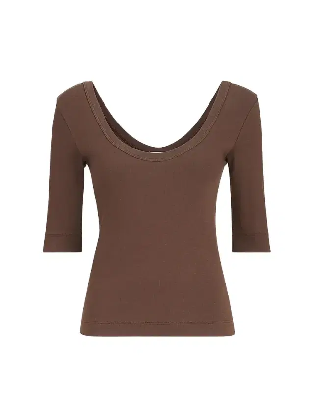Women's Stretch Cotton Ribbed Jersey T-Shirt with Monili - Pine Cone Brown Women's Stretch Cotton Ribbed Jersey T-Shirt with Monili - Pine Cone Brown