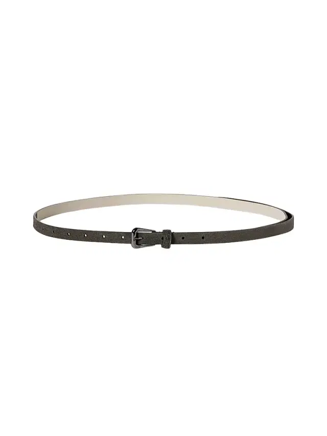 Women's Suede Belt with Shiny Loop - Pepper Women's Suede Belt with Shiny Loop - Pepper