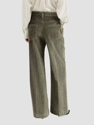 Brunello Cucinelli Women's Cotton Corduroy Loose Trousers with Monili - Origano | Thumbnail 4 Brunello Cucinelli Women's Cotton Corduroy Loose Trousers with Monili - Origano | Thumbnail 4