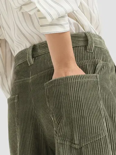 Brunello Cucinelli Women's Cotton Corduroy Loose Trousers with Monili - Origano | Thumbnail 6 Brunello Cucinelli Women's Cotton Corduroy Loose Trousers with Monili - Origano | Thumbnail 6