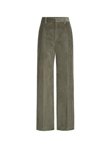 Brunello Cucinelli Women's Cotton Corduroy Loose Trousers with Monili - Origano | Thumbnail 1 Brunello Cucinelli Women's Cotton Corduroy Loose Trousers with Monili - Origano | Thumbnail 1