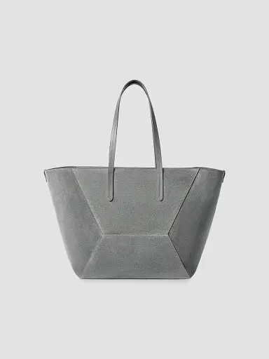 Brunello Cucinelli Women's Duo Tote Bag in Suede with Monili - Stone Grey | Thumbnail 2 Brunello Cucinelli Women's Duo Tote Bag in Suede with Monili - Stone Grey | Thumbnail 2