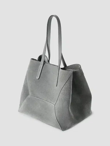 Brunello Cucinelli Women's Duo Tote Bag in Suede with Monili - Stone Grey | Thumbnail 3 Brunello Cucinelli Women's Duo Tote Bag in Suede with Monili - Stone Grey | Thumbnail 3