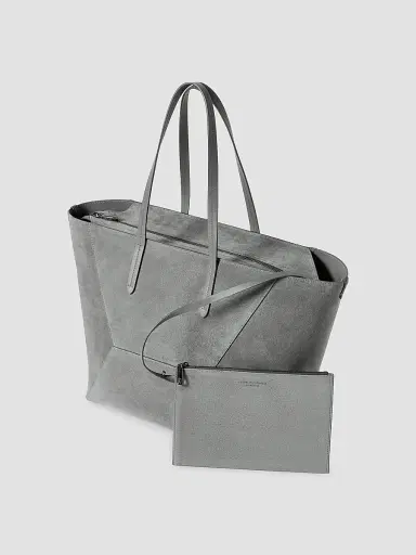 Brunello Cucinelli Women's Duo Tote Bag in Suede with Monili - Stone Grey | Thumbnail 4 Brunello Cucinelli Women's Duo Tote Bag in Suede with Monili - Stone Grey | Thumbnail 4