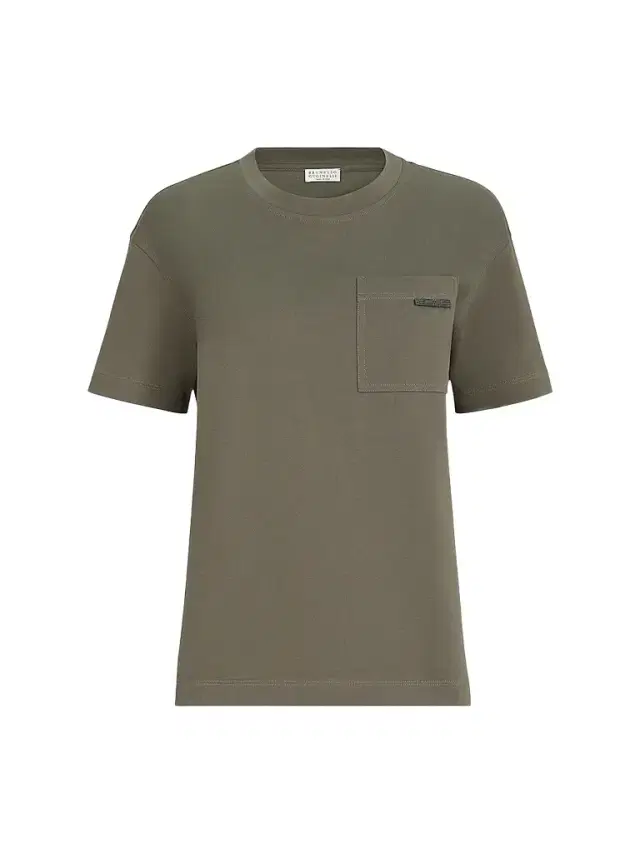 Women's Cotton Jersey T-Shirt with Shiny Tab - Origano Women's Cotton Jersey T-Shirt with Shiny Tab - Origano