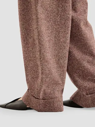 Brunello Cucinelli Women's Virgin Wool Donegal Baggy Five-Pocket Trousers - Burgundy | Thumbnail 6 Brunello Cucinelli Women's Virgin Wool Donegal Baggy Five-Pocket Trousers - Burgundy | Thumbnail 6