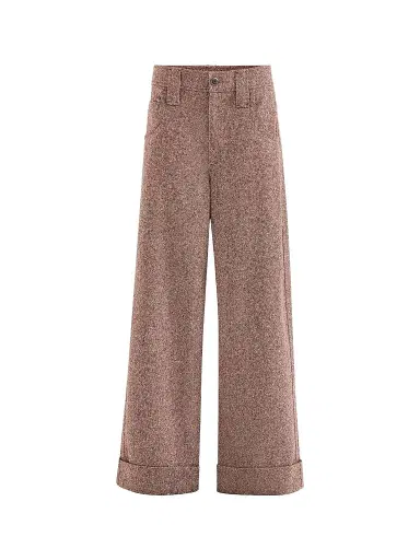 Brunello Cucinelli Women's Virgin Wool Donegal Baggy Five-Pocket Trousers - Burgundy | Thumbnail 1 Brunello Cucinelli Women's Virgin Wool Donegal Baggy Five-Pocket Trousers - Burgundy | Thumbnail 1