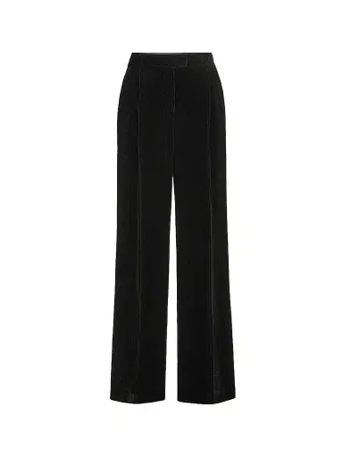 Brunello Cucinelli Women's Sparkling Corduroy Loose Pleated Trousers with Monili - Black | Thumbnail 1 Brunello Cucinelli Women's Sparkling Corduroy Loose Pleated Trousers with Monili - Black | Thumbnail 1