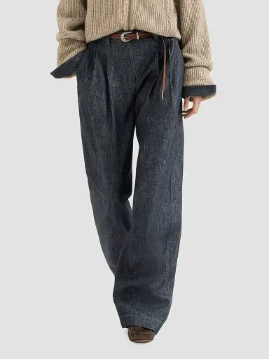 Brunello Cucinelli Women's Sparkling No-Fade Denim Loose Curved Trousers with Monili - Denim | Thumbnail 5 Brunello Cucinelli Women's Sparkling No-Fade Denim Loose Curved Trousers with Monili - Denim | Thumbnail 5