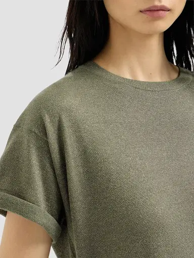 Brunello Cucinelli Women's Sparkling Cashmere and Silk Lightweight Knit T-Shirt - Origano | Thumbnail 6 Brunello Cucinelli Women's Sparkling Cashmere and Silk Lightweight Knit T-Shirt - Origano | Thumbnail 6
