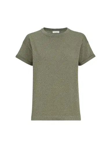 Brunello Cucinelli Women's Sparkling Cashmere and Silk Lightweight Knit T-Shirt - Origano | Thumbnail 1 Brunello Cucinelli Women's Sparkling Cashmere and Silk Lightweight Knit T-Shirt - Origano | Thumbnail 1