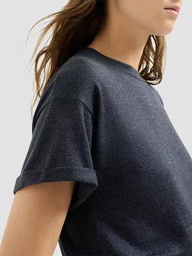 Brunello Cucinelli Women's Sparkling Cashmere and Silk Lightweight Knit T-Shirt - Blue | Thumbnail 6 Brunello Cucinelli Women's Sparkling Cashmere and Silk Lightweight Knit T-Shirt - Blue | Thumbnail 6