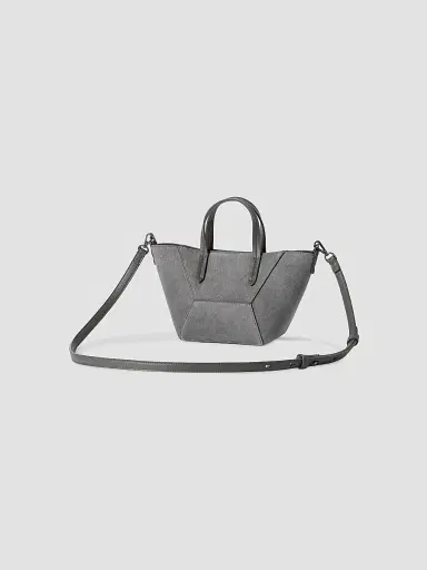 Brunello Cucinelli Women's Duo Mini Top Handle Bag in Suede with Monili - Stone Grey | Thumbnail 3 Brunello Cucinelli Women's Duo Mini Top Handle Bag in Suede with Monili - Stone Grey | Thumbnail 3