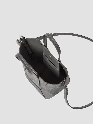 Brunello Cucinelli Women's Duo Mini Top Handle Bag in Suede with Monili - Stone Grey | Thumbnail 5 Brunello Cucinelli Women's Duo Mini Top Handle Bag in Suede with Monili - Stone Grey | Thumbnail 5