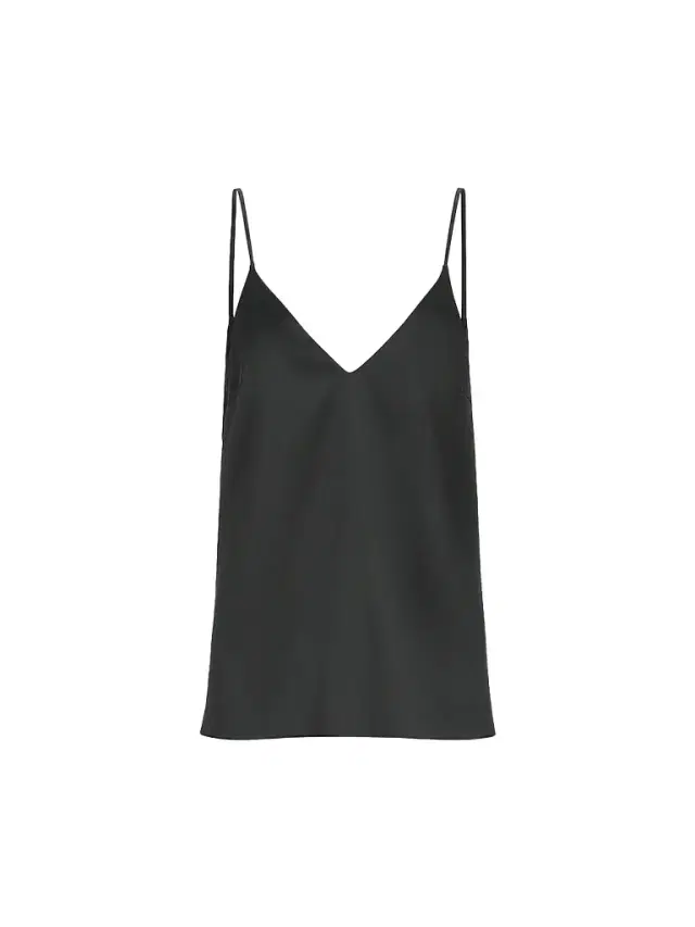 Women's Stretch Silk Satin Camisole Top - Black Women's Stretch Silk Satin Camisole Top - Black