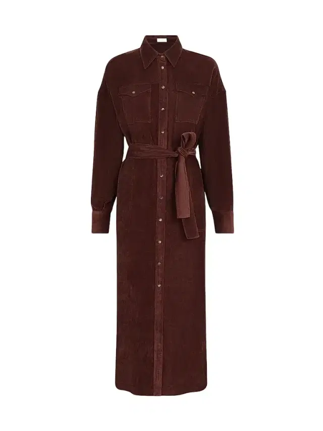 Women's Fluid Corduroy Shirt Dress - Wine Women's Fluid Corduroy Shirt Dress - Wine