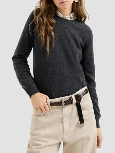 Brunello Cucinelli Women's Cashmere Sweater with Monili - Dark Grey | Thumbnail 3 Brunello Cucinelli Women's Cashmere Sweater with Monili - Dark Grey | Thumbnail 3