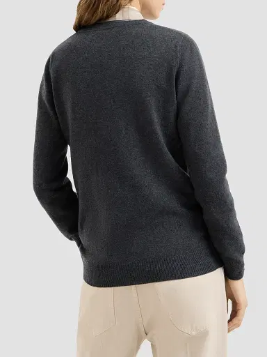 Brunello Cucinelli Women's Cashmere Sweater with Monili - Dark Grey | Thumbnail 4 Brunello Cucinelli Women's Cashmere Sweater with Monili - Dark Grey | Thumbnail 4