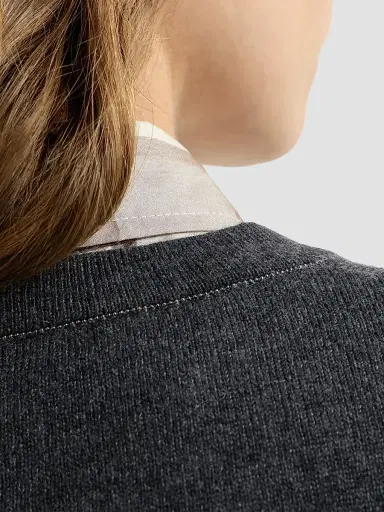Brunello Cucinelli Women's Cashmere Sweater with Monili - Dark Grey | Thumbnail 6 Brunello Cucinelli Women's Cashmere Sweater with Monili - Dark Grey | Thumbnail 6