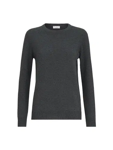 Brunello Cucinelli Women's Cashmere Sweater with Monili - Dark Grey | Thumbnail 1 Brunello Cucinelli Women's Cashmere Sweater with Monili - Dark Grey | Thumbnail 1
