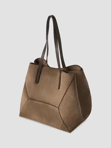 Brunello Cucinelli Women's Duo Tote Bag in Suede with Monili - Brown | Thumbnail 4 Brunello Cucinelli Women's Duo Tote Bag in Suede with Monili - Brown | Thumbnail 4