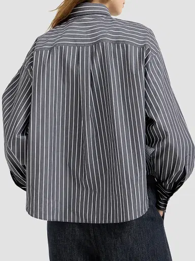 Brunello Cucinelli Women's Striped Cotton Poplin Shirt - Denim | Thumbnail 3 Brunello Cucinelli Women's Striped Cotton Poplin Shirt - Denim | Thumbnail 3
