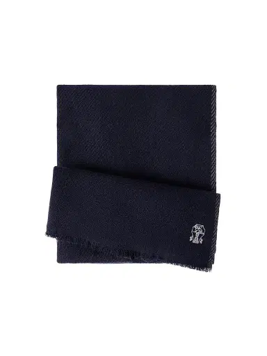 Brunello Cucinelli Men's Cashmere Scarf - Marine Blue | Thumbnail 1 Brunello Cucinelli Men's Cashmere Scarf - Marine Blue | Thumbnail 1