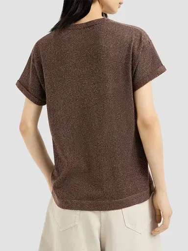 Brunello Cucinelli Women's Sparkling Cashmere and Silk Lightweight Knit T-Shirt - Brown | Thumbnail 4 Brunello Cucinelli Women's Sparkling Cashmere and Silk Lightweight Knit T-Shirt - Brown | Thumbnail 4