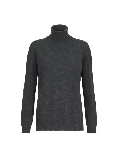 Brunello Cucinelli Women's Cashmere Turtleneck Sweater with Monili - Dark Grey | Thumbnail 1 Brunello Cucinelli Women's Cashmere Turtleneck Sweater with Monili - Dark Grey | Thumbnail 1