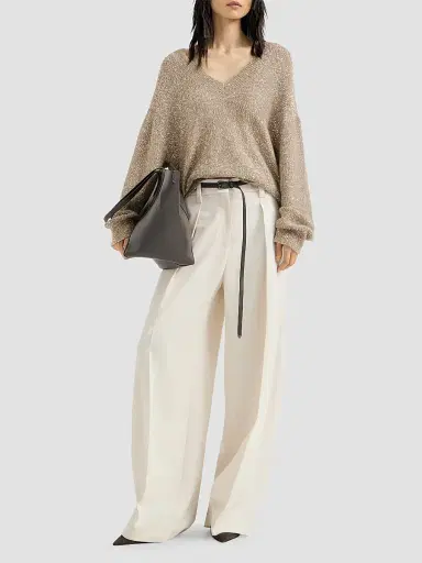 Brunello Cucinelli Women's Mohair and Wool Dazzling Texture Sweater - Light Beige | Thumbnail 2 Brunello Cucinelli Women's Mohair and Wool Dazzling Texture Sweater - Light Beige | Thumbnail 2