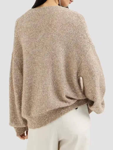 Brunello Cucinelli Women's Mohair and Wool Dazzling Texture Sweater - Light Beige | Thumbnail 4 Brunello Cucinelli Women's Mohair and Wool Dazzling Texture Sweater - Light Beige | Thumbnail 4