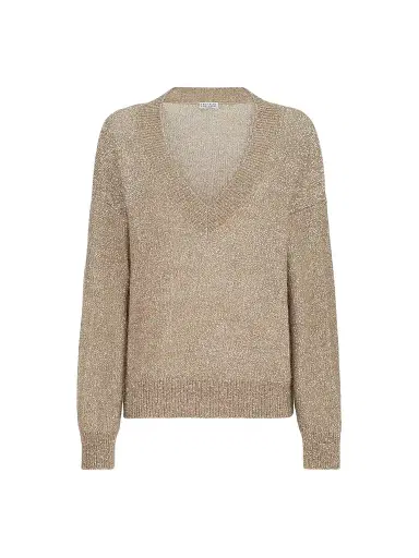 Brunello Cucinelli Women's Mohair and Wool Dazzling Texture Sweater - Light Beige | Thumbnail 1 Brunello Cucinelli Women's Mohair and Wool Dazzling Texture Sweater - Light Beige | Thumbnail 1