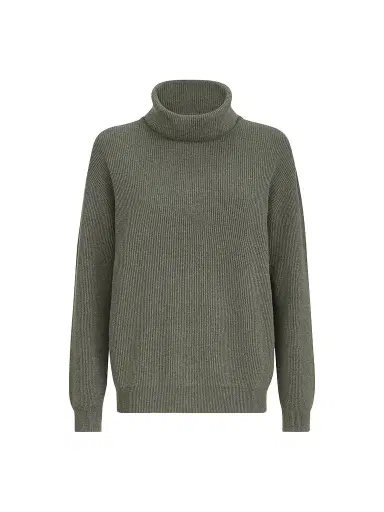 Brunello Cucinelli Women's Cashmere English Rib Turtleneck Sweater with Monili - Origano | Thumbnail 1 Brunello Cucinelli Women's Cashmere English Rib Turtleneck Sweater with Monili - Origano | Thumbnail 1