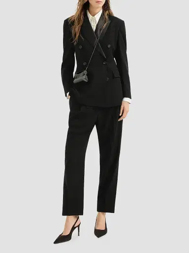 Brunello Cucinelli Women's Viscose and Virgin Wool Tuxedo Jacket with Monili - Black | Thumbnail 2 Brunello Cucinelli Women's Viscose and Virgin Wool Tuxedo Jacket with Monili - Black | Thumbnail 2