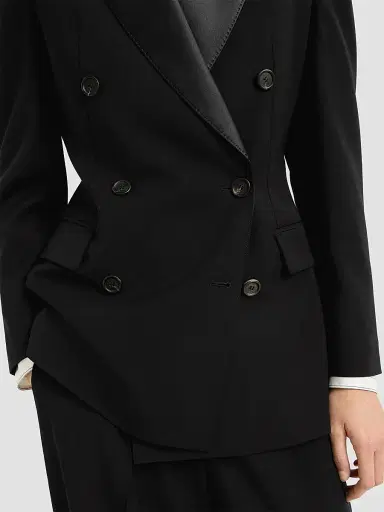 Brunello Cucinelli Women's Viscose and Virgin Wool Tuxedo Jacket with Monili - Black | Thumbnail 6 Brunello Cucinelli Women's Viscose and Virgin Wool Tuxedo Jacket with Monili - Black | Thumbnail 6
