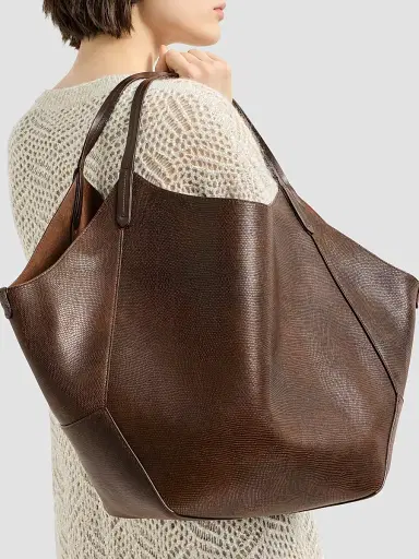 Brunello Cucinelli Women's Reversible Duo Shopper in Lizard-Effect Calfskin - Brown | Thumbnail 2 Brunello Cucinelli Women's Reversible Duo Shopper in Lizard-Effect Calfskin - Brown | Thumbnail 2