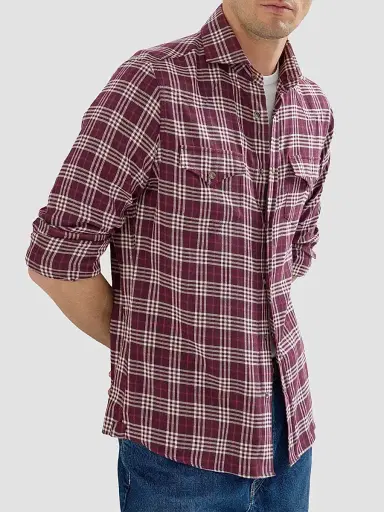 Brunello Cucinelli Men's Cotton and Lyocell Tartan Flannel Western Shirt - Red | Thumbnail 5 Brunello Cucinelli Men's Cotton and Lyocell Tartan Flannel Western Shirt - Red | Thumbnail 5