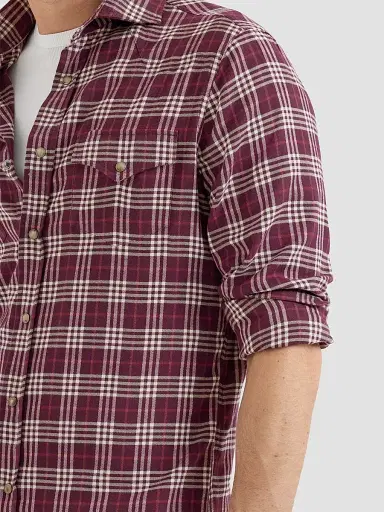 Brunello Cucinelli Men's Cotton and Lyocell Tartan Flannel Western Shirt - Red | Thumbnail 6 Brunello Cucinelli Men's Cotton and Lyocell Tartan Flannel Western Shirt - Red | Thumbnail 6