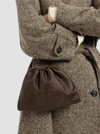 Brunello Cucinelli Women's Pouch Bag in Lizard-Effect Calfskin - Rust Brown | Thumbnail 4 Brunello Cucinelli Women's Pouch Bag in Lizard-Effect Calfskin - Rust Brown | Thumbnail 4