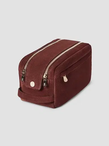 Brunello Cucinelli Suede Beauty Case with Double Zipper - Burgundy | Thumbnail 3 Brunello Cucinelli Suede Beauty Case with Double Zipper - Burgundy | Thumbnail 3