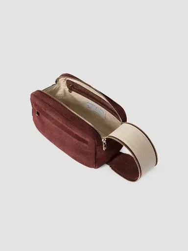 Brunello Cucinelli Suede Beauty Case with Double Zipper - Burgundy | Thumbnail 4 Brunello Cucinelli Suede Beauty Case with Double Zipper - Burgundy | Thumbnail 4