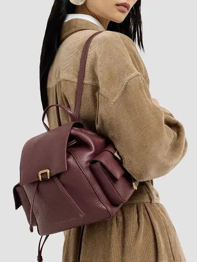 Brunello Cucinelli Women's Deerskin Sartorial Backpack - Burgundy | Thumbnail 2 Brunello Cucinelli Women's Deerskin Sartorial Backpack - Burgundy | Thumbnail 2