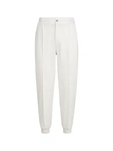 Brunello Cucinelli Men's Techno Cotton French Terry Double Cloth Trousers - Travertine | Thumbnail 1 Brunello Cucinelli Men's Techno Cotton French Terry Double Cloth Trousers - Travertine | Thumbnail 1