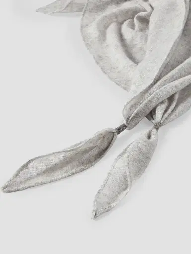 Brunello Cucinelli Women's Cashmere Scarf with Shiny Details - Light Grey | Thumbnail 3 Brunello Cucinelli Women's Cashmere Scarf with Shiny Details - Light Grey | Thumbnail 3