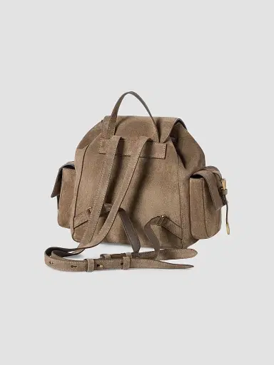 Brunello Cucinelli Women's Suede Sartorial Backpack - Bark | Thumbnail 2 Brunello Cucinelli Women's Suede Sartorial Backpack - Bark | Thumbnail 2