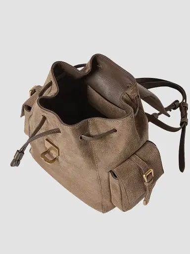 Brunello Cucinelli Women's Suede Sartorial Backpack - Bark | Thumbnail 5 Brunello Cucinelli Women's Suede Sartorial Backpack - Bark | Thumbnail 5