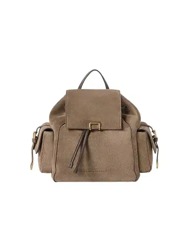 Brunello Cucinelli Women's Suede Sartorial Backpack - Bark | Thumbnail 1 Brunello Cucinelli Women's Suede Sartorial Backpack - Bark | Thumbnail 1