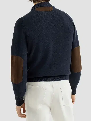 Brunello Cucinelli Men's Cashmere Cardigan with Shirt-Style Collar and Buttons - Navy Blue | Thumbnail 4 Brunello Cucinelli Men's Cashmere Cardigan with Shirt-Style Collar and Buttons - Navy Blue | Thumbnail 4