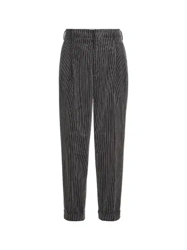 Brunello Cucinelli Men's Frosted Cotton Corduroy Trousers with Double Pleats - Grey | Thumbnail 1 Brunello Cucinelli Men's Frosted Cotton Corduroy Trousers with Double Pleats - Grey | Thumbnail 1